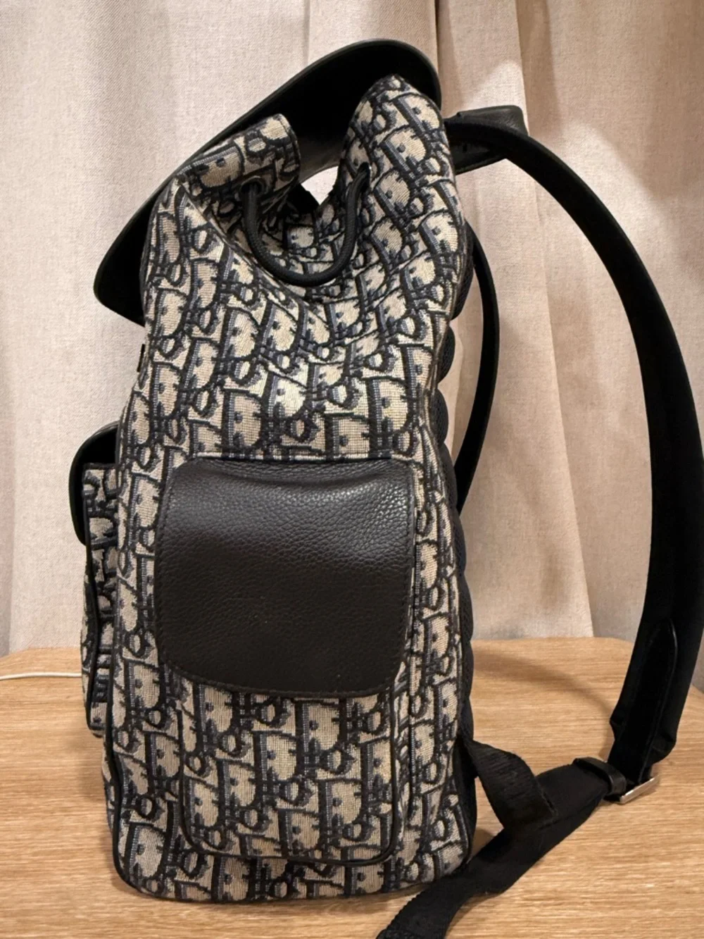 Dior Black and Beige Oblique Canvas Backpack - Picture 2 of 6